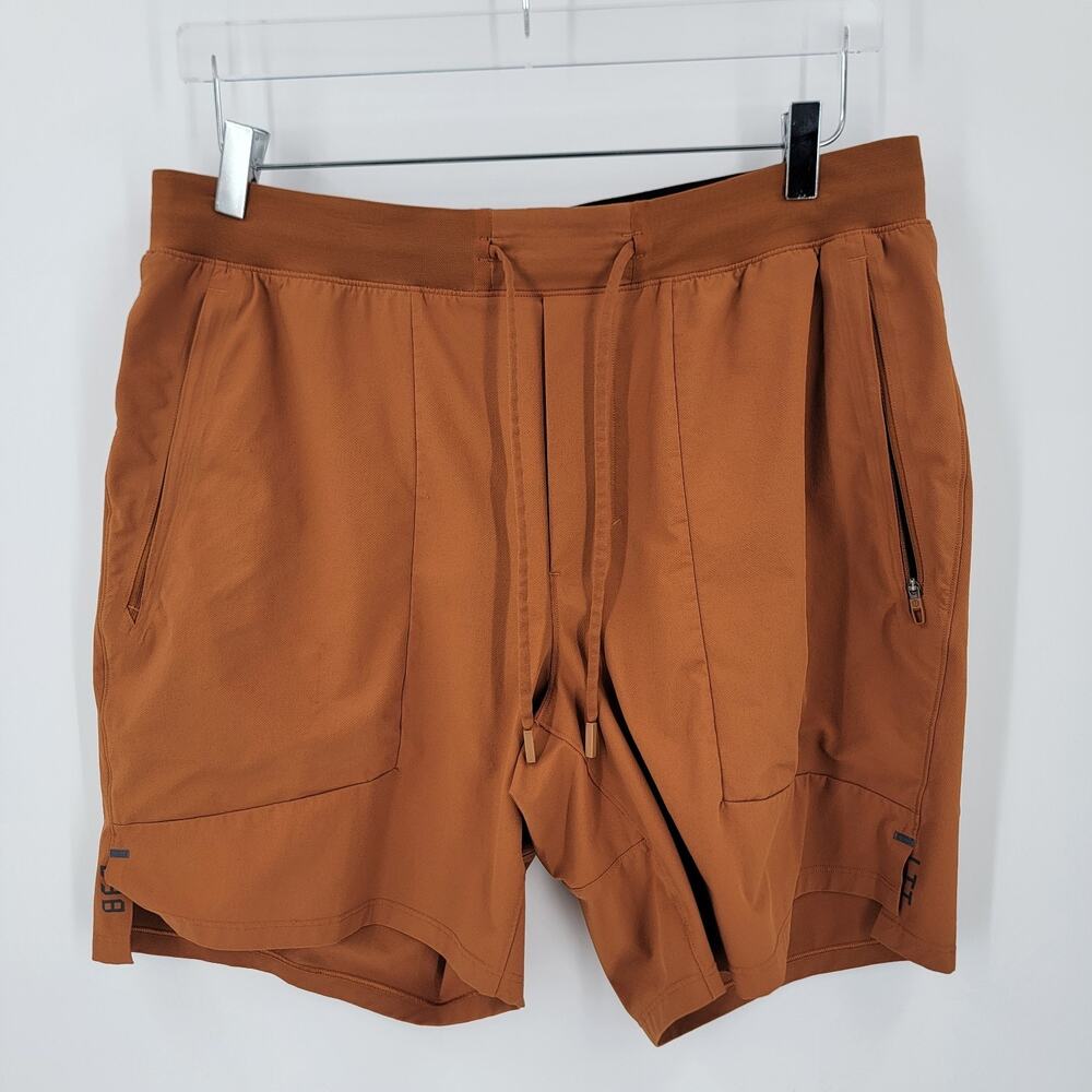 Lululemon Men's Brown Athletic Shorts XL 7" Inseam 34" Waist Zip Pockets
